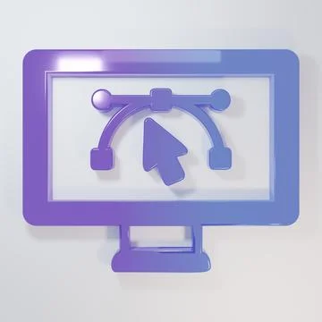 Purple-blue Computer display with  design program icon isolated on isolated.. Stock Illustration
