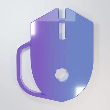 Purple-blue Computer mouse gaming icon isolated on grey background. Optical.. Illustrazione stock