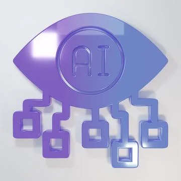 Purple-blue Computer vision icon isolated on grey background. Technical vis.. Illustrazione stock