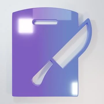 Purple-blue Cutting board and knife icon isolated on grey background. Chopp.. Stock Illustration