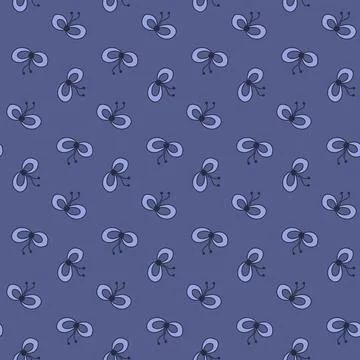 Purple blue dark seamless pattern with bow for textile and packaging design.  스톡 일러스트