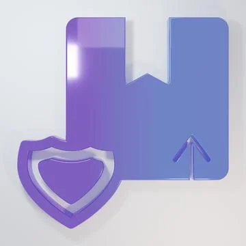 Purple-blue Delivery security with shield icon isolated on grey background... Stock Illustration