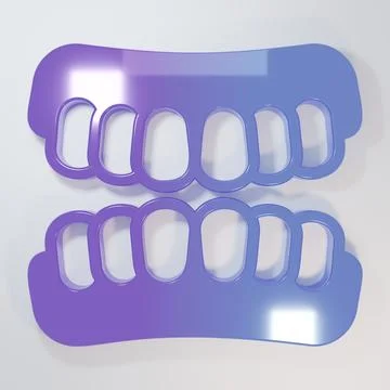 Purple-blue Dentures model icon isolated on grey background. Teeth of the u.. Stock Illustration