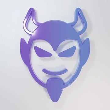 Purple-blue Devil head icon isolated on grey background. Happy Halloween pa.. Stock Illustration