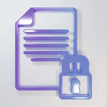 Purple-blue Document and lock icon isolated on grey background. File format.. 스톡 일러스트