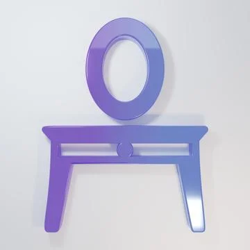 Purple-blue Dressing table icon isolated on grey background. Minimalism con.. Stock Illustration