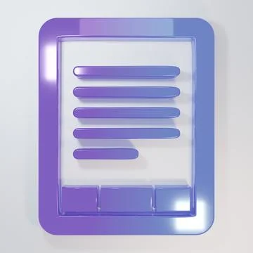 Purple-blue E-Book reader icon isolated on grey background. Minimalism conc.. Stock Illustration
