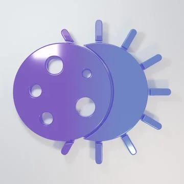 Purple-blue Eclipse of the sun icon isolated on grey background. Total sona.. Ilustração Stock