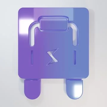 Purple-blue Electrical panel icon isolated on grey background. Switch lever.. Illustration