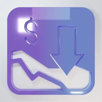 Purple-blue Financial growth decrease icon isolated on grey background. Inc.. Stock Illustration