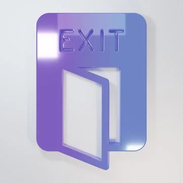 Purple-blue Fire exit icon isolated on grey background. Fire emergency icon.. Ilustración de archivo