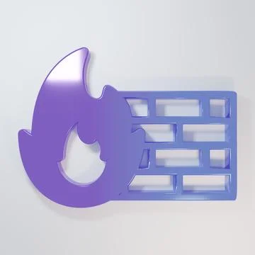 Purple-blue Firewall, security wall icon isolated on grey background. Minim.. イラスト素材