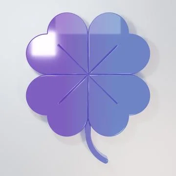 Purple-blue Four leaf clover icon isolated on grey background. Happy Saint .. Stock Illustration