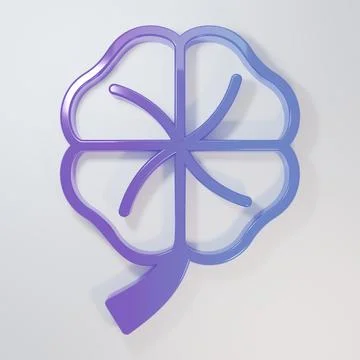 Purple-blue Four leaf clover icon isolated on grey background. Happy Saint .. Stock Illustration