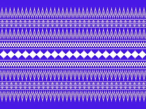 Purple Blue Geometric Textile Pattern with Repeating White Thai Inspired Mot Stock Illustration