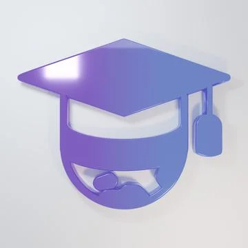 Purple-blue Graduation cap on globe icon isolated on grey background. World.. Stock Illustration