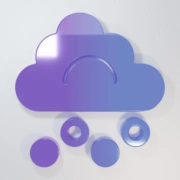 Purple-blue Hail cloud icon isolated on grey background. Minimalism concept.. Stock Illustration