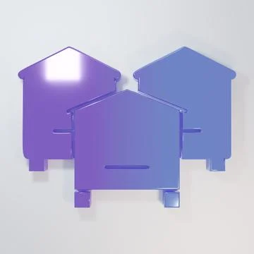 Purple-blue Hive for bees icon isolated on grey background. Beehive symbol... Illustrazione stock