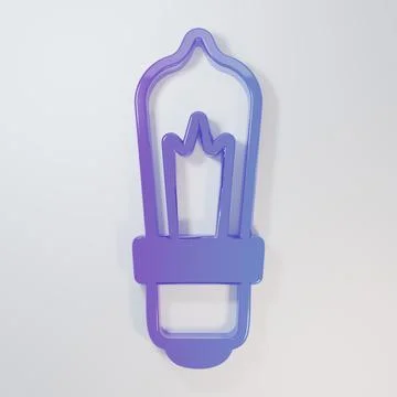 Purple-blue Light bulb with concept of idea icon isolated on grey backgroun.. Stock Illustration