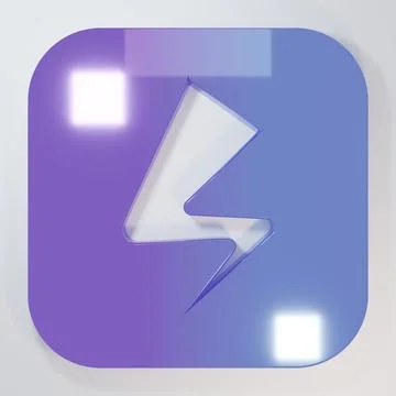 Purple-blue Lightning bolt icon isolated on grey background. Flash sign. Ch.. Stock Illustration