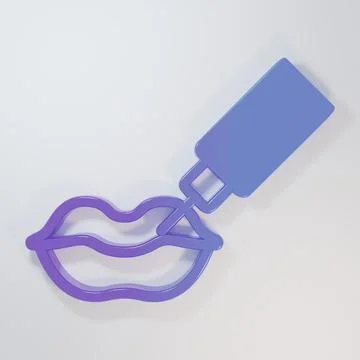 Purple-blue Lip augmentation icon isolated on grey background. Hyaluronic a.. Stock Illustration