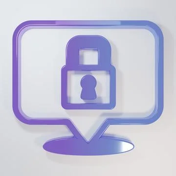 Purple-blue Lock icon isolated on grey background. Padlock sign. Security, .. 스톡 일러스트