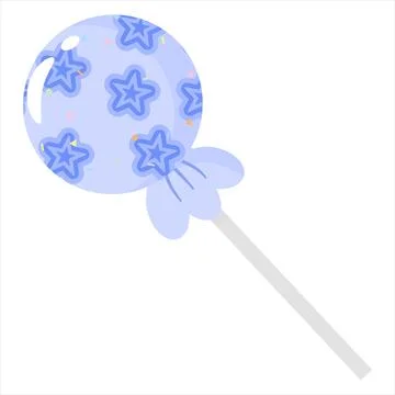 Purple blue Lollipop with Star Patterns and Sprinkles Vector Illustration Stock Illustration