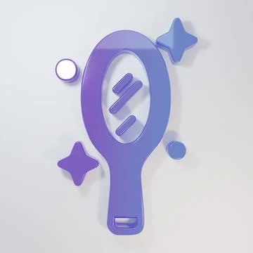 Purple-blue Magic hand mirror icon isolated on grey background. Minimalism .. Stock Illustration