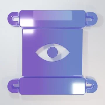 Purple-blue Magic scroll icon isolated on grey background. Decree, paper, p.. Ilustração Stock