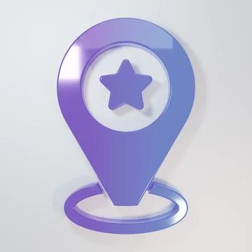 Purple-blue Map pointer with star icon isolated on grey background. Star fa.. 스톡 일러스트