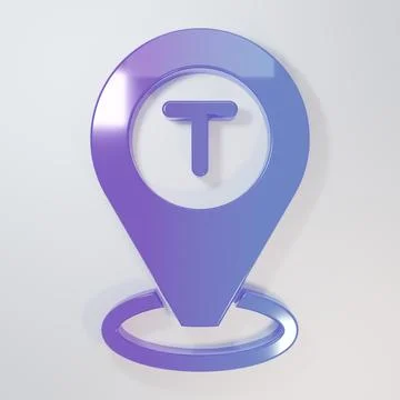 Purple-blue Map pointer with taxi car icon isolated on grey background. Loc.. 스톡 일러스트