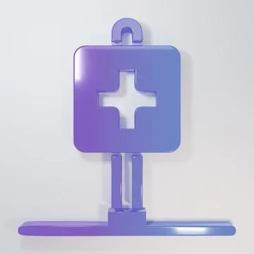 Purple-blue Medical map pointer with cross hospital icon isolated on grey b.. 스톡 일러스트