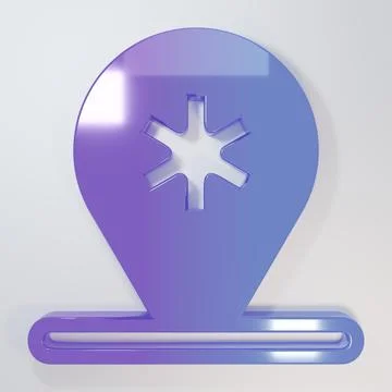 Purple-blue Medical map pointer with cross hospital icon isolated on grey b.. 스톡 일러스트