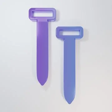 Purple-blue Metallic nails icon isolated on grey background. Minimalism con.. Stock Illustration