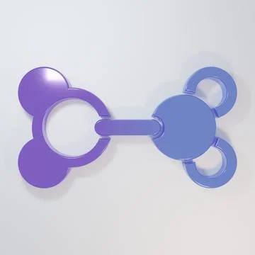 Purple-blue Molecule icon isolated on grey background. Structure of molecul.. Stock Illustration