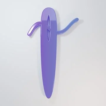 Purple-blue Needle for sewing with thread icon isolated on grey background... Illustrazione stock