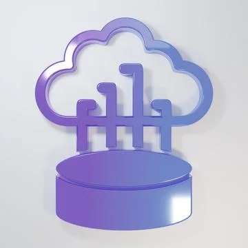 Purple-blue Network cloud connection icon isolated on grey background. Soci.. Illustrazione stock