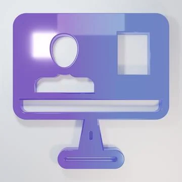 Purple-blue Online class icon isolated on grey background. Online education.. Stockillustratie