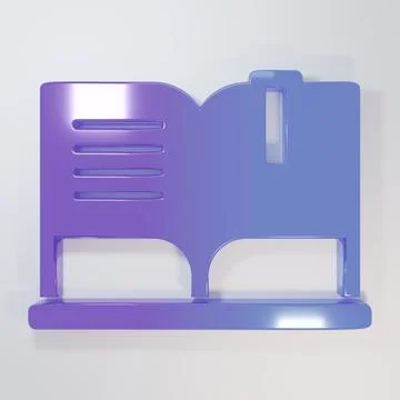 Purple-blue Open book icon isolated on grey background. Minimalism concept... Stock Illustration