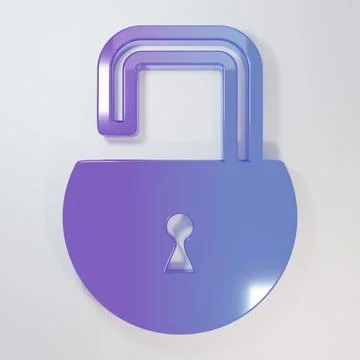Purple-blue Open padlock icon isolated on grey background. Opened lock sign.. 스톡 일러스트