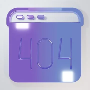 Purple-blue Page with a 404 error icon isolated on grey background. Templat.. Illustrazione stock