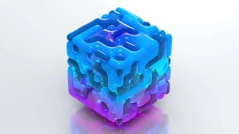 Purple Blue Pixel 3D Cube 35 4K Stock Footage 274974677