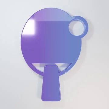 Purple-blue Racket for playing table tennis icon isolated on grey backgroun.. Stock Illustration