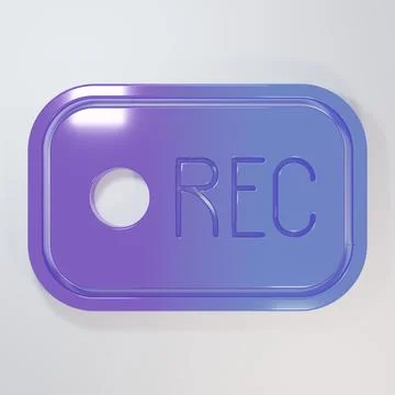 Purple-blue Record button icon isolated on grey background. Rec button. Min.. Stock Illustration