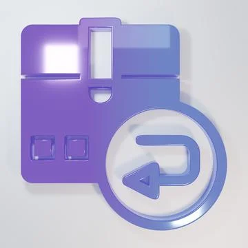 Purple-blue Return cardboard box icon isolated on grey background. Box, pac.. Stock Illustration