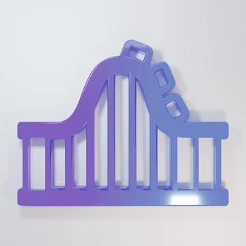 Purple-blue Roller coaster icon isolated on grey background. Amusement park.. 스톡 일러스트
