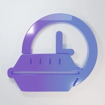 Purple-blue Round the clock delivery icon isolated on grey background. Mini.. Stock-Illustration