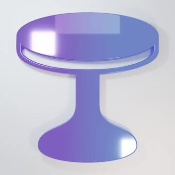 Purple-blue Round table icon isolated on grey background. Minimalism concep.. Illustrazione stock