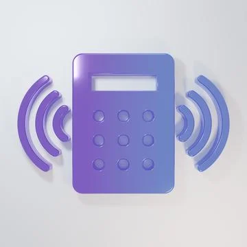 Purple-blue Security system control panel with display icon isolated on gre.. Stock Illustration