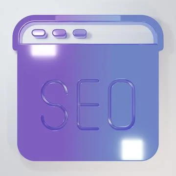 Purple-blue SEO optimization icon isolated on grey background. Minimalism c.. Stock Illustration